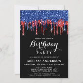 Elegant Red Blue Glitter bestuurt patriottische ve Kaart (Voorkant)