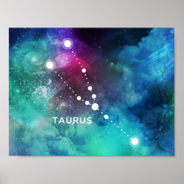 Elegant Red Blue Watercolor Nebula Taurus Poster
