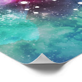 Elegant Red Blue Waterverf Nebula Aquarius Poster (Hoek)