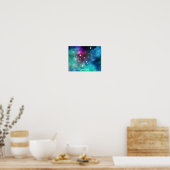 Elegant Red Blue Waterverf Nebula Aquarius Poster (Keuken)