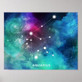 Elegant Red Blue Waterverf Nebula Aquarius Poster