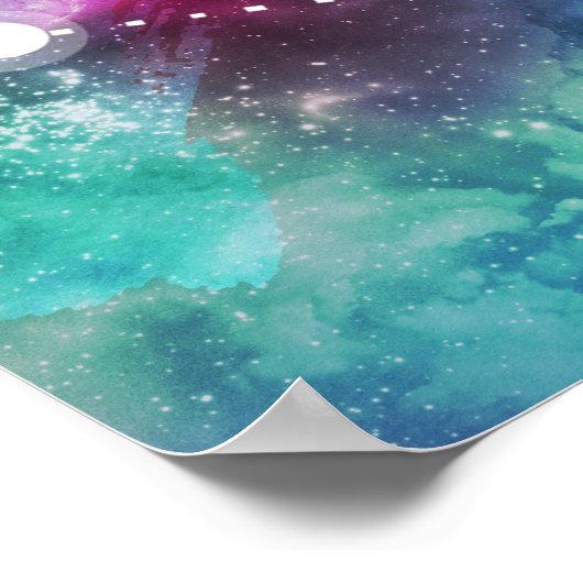 Elegant Red Blue Waterverf Nebula Aries Poster (Hoek)