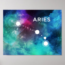 Elegant Red Blue Waterverf Nebula Aries Poster