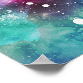 Elegant Red Blue Waterverf Nebula Cancer Poster (Hoek)