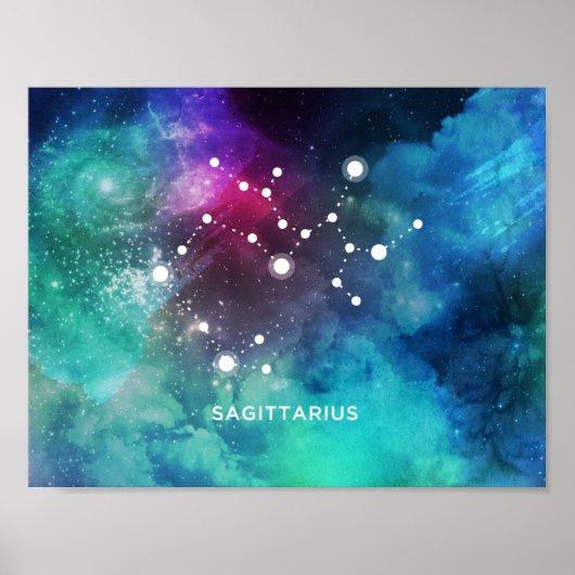 Elegant Red Blue Waterverf Nebula Sagittarius Poster (Voorkant)