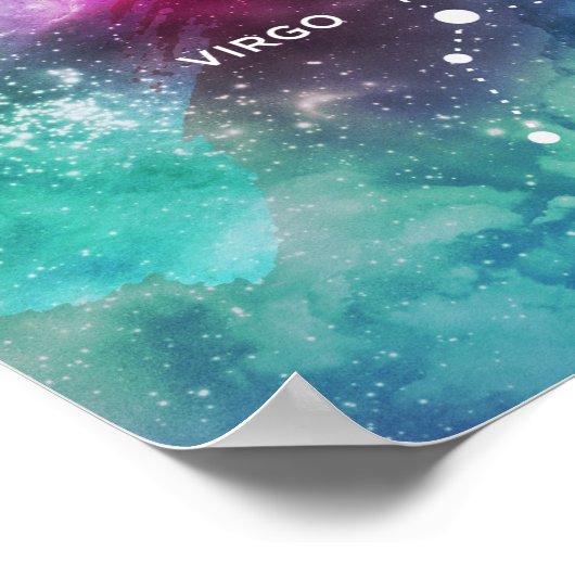 Elegant Red Blue Waterverf Nebula Virgo Poster (Hoek)