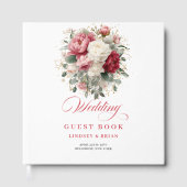 Elegant Red Blush Boho Wedding Guest Book Poster Gastenboek (Voorkant)
