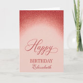 Elegant Red Blush Gradient Birthday Kaart (Voorkant)
