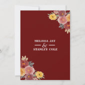 Elegant Red Blush Pink Floral Waterverf Weddenscha Kaart (Achterkant)