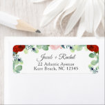 Elegant Red Blush Rozen Greenery Wedding Etiket<br><div class="desc">Dit trouwontwerp is voorzien van rode waterverf bloemen en wazige roze rozen die zijn geaccentueerd door eucalyptus greenery. Klik de aanpassingsknoop voor meer flexibiliteit in het wijzigen van de tekst. De variaties van dit ontwerp, de verschillende papiersoorten, evenals de coördinerende producten zijn beschikbaar in onze winkel, zazzle.com/store/doodlelulu. Neem contact met...</div>