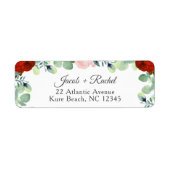 Elegant Red Blush Rozen Greenery Wedding Etiket (Voorkant)