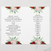 Elegant Red Blush Rozen Greenery Wedding Folded (Achterkant)