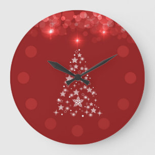 Elegant Red Bokeh-kerstboomklok Grote Klok