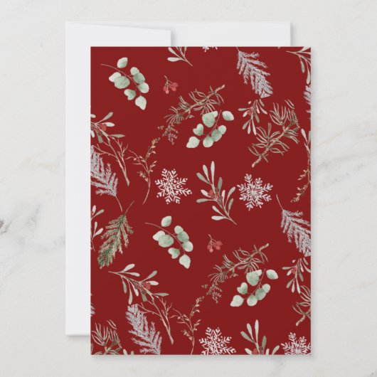 Elegant Red Botanical Merry 1 Photo Christmas Feestdagenkaart (Achterkant)