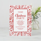 Elegant Red Botanicals Christmas Party Kaart (Staand voorkant)