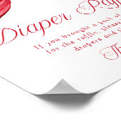 Elegant Red Bow Baby Shower Diaper Raffle Sign Poster (Hoek)