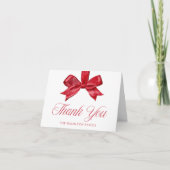 Elegant Red Bow Christmas Baby Shower Bedankkaart (Voorkant)