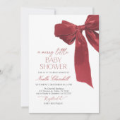 Elegant Red Bow Christmas Baby shower Kaart (Voorkant)