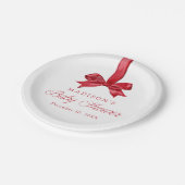 Elegant Red Bow Christmas Baby Shower Papieren Bordje (Gekanteld)