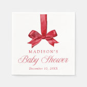 Elegant Red Bow Christmas Baby Shower Servet (Voorkant)