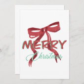Elegant Red Bow Christmas Card Kaart (Voorkant / Achterkant)
