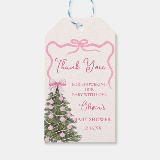 Elegant Red Bow Christmas Party Gift Tag Cadeaulabel (Voorkant)