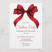 Elegant Red Bow Christmas Party Kaart (Voorkant)