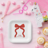 Elegant Red Bow Christmas Party - Papieren Bordje (Feest)