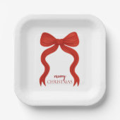 Elegant Red Bow Christmas Party - Papieren Bordje (Voorkant)