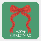 Elegant Red Bow Christmas Party -  Vierkante Sticker (Voorkant)