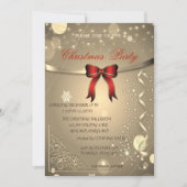 Elegant Red Bow, Confetti Company kerst Party Kaart (Voorkant)