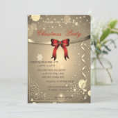 Elegant Red Bow, Confetti Company kerst Party Kaart (Staand voorkant)