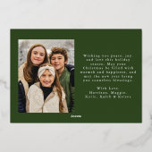 Elegant Red Bow Greenery Garland 2 Foto Folie Feestdagenkaart (Achterkant)