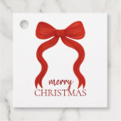 Elegant Red Bow Kerstfeest - Bedankjes Labels (Voorkant)