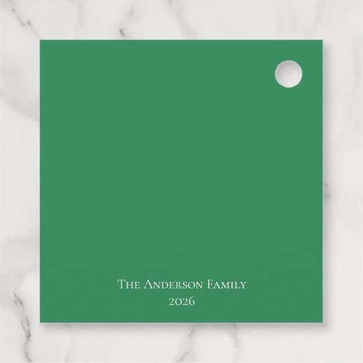 Elegant Red Bow Kerstfeest - Bedankjes Labels (Achterkant)