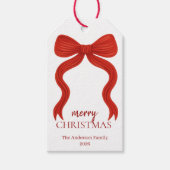 Elegant Red Bow Kerstfeest - Cadeaulabel (Voorkant)