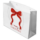 Elegant Red Bow Kerstfeest - Groot Cadeauzakje (Achterkant Gekanteld)