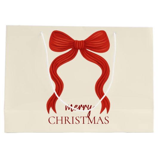 Elegant Red Bow Kerstfeest - Groot Cadeauzakje (Achterkant)