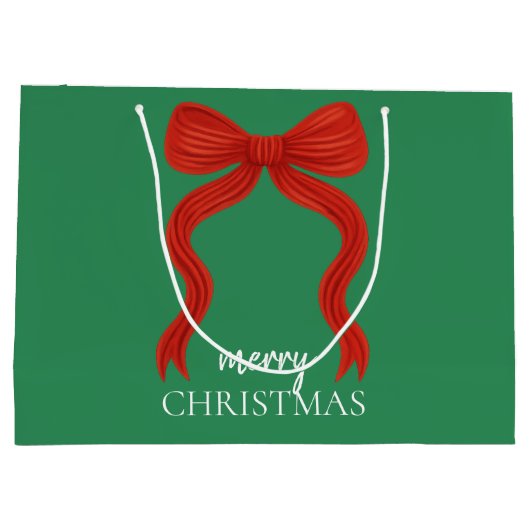 Elegant Red Bow Kerstfeest - Groot Cadeauzakje (Achterkant)