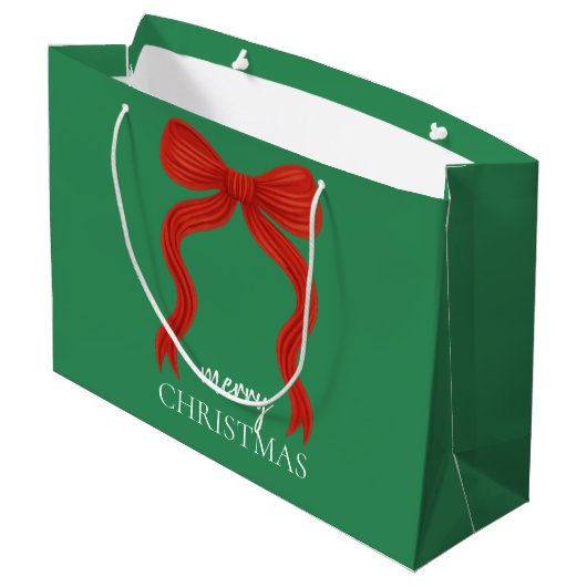 Elegant Red Bow Kerstfeest - Groot Cadeauzakje (Achterkant Gekanteld)