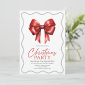 Elegant Red Bow kerstfeest Kaart (Staand voorkant)