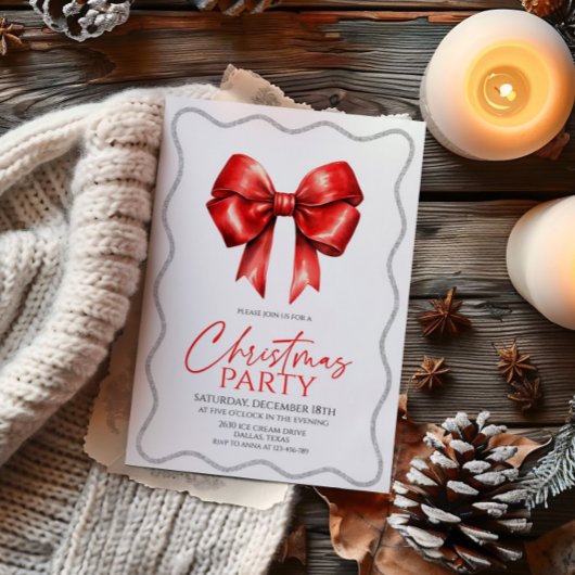 Elegant Red Bow kerstfeest Kaart
