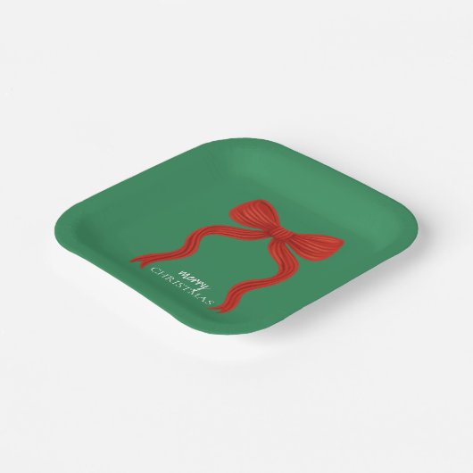 Elegant Red Bow Kerstfeest - Papieren Bordje (Gebogen)