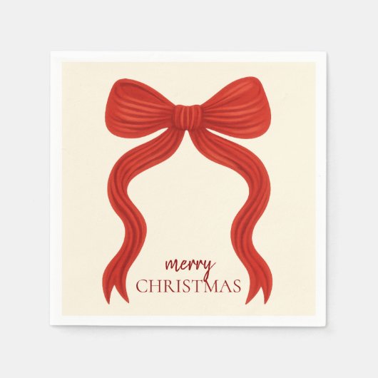 Elegant Red Bow Kerstfeest - Servet (Voorkant)