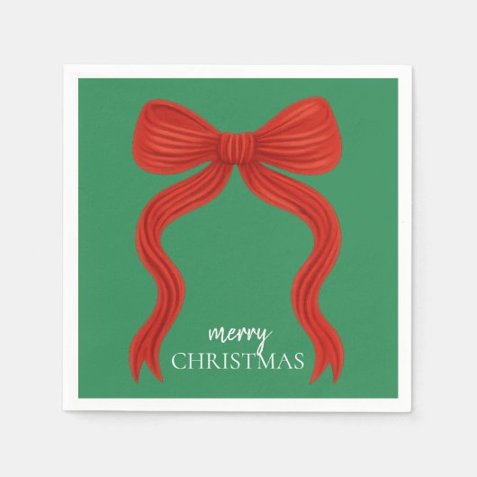 Elegant Red Bow Kerstfeest - Servet (Voorkant)