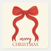 Elegant Red Bow Kerstfeest - Vierkante Sticker (Voorkant)