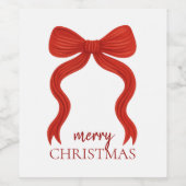 Elegant Red Bow Kerstfeest - Wijn Etiket (Enkel label)