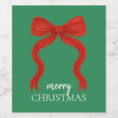 Elegant Red Bow Kerstfeest - Wijn Etiket (Enkel label)