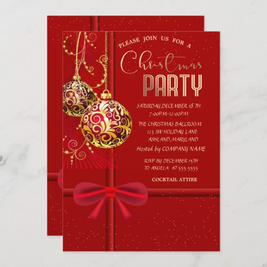 Elegant Red Bow, kerstkantoor Kaart (Voorkant / Achterkant)