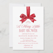 Elegant Red Bow Merry Little Christmas Baby Shower Kaart (Voorkant)